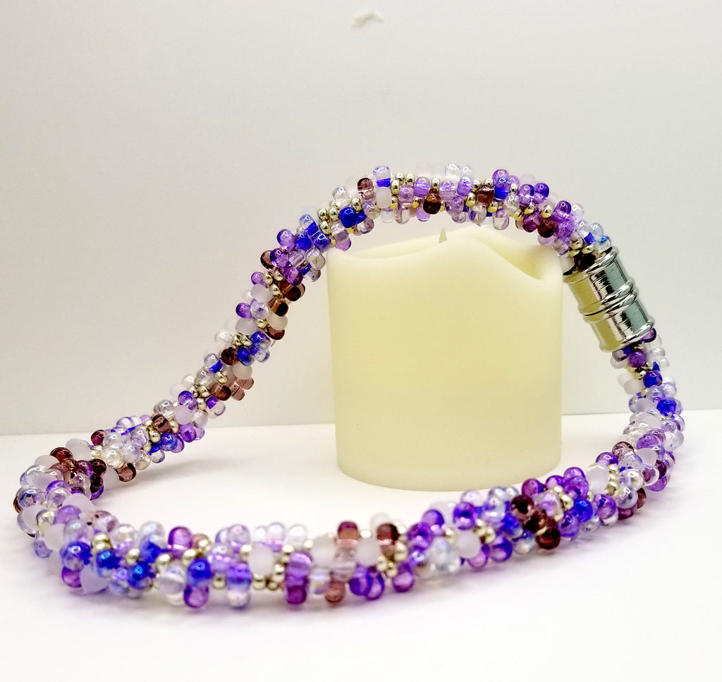 Purple, Lavender and Silver Glass Beads