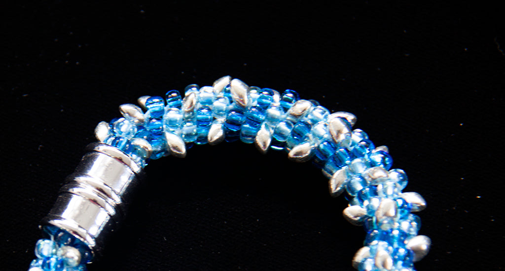 Blue Glass and Silver Bracelet