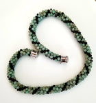 Sea Green and Black Beads Necklace